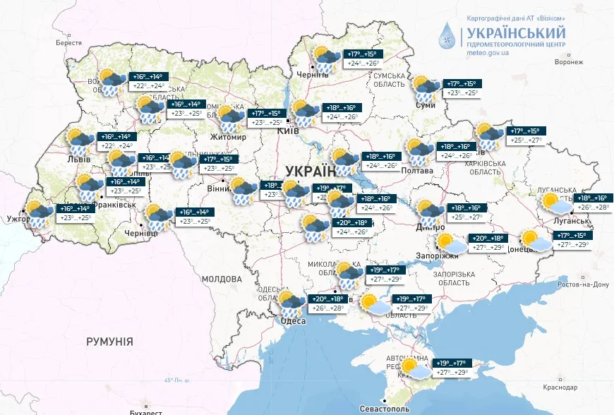 Прогноз погоди в Україні на 31 липня