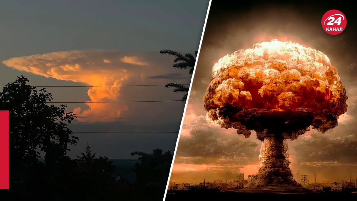 Облако в форме ядерного гриба над Казанью