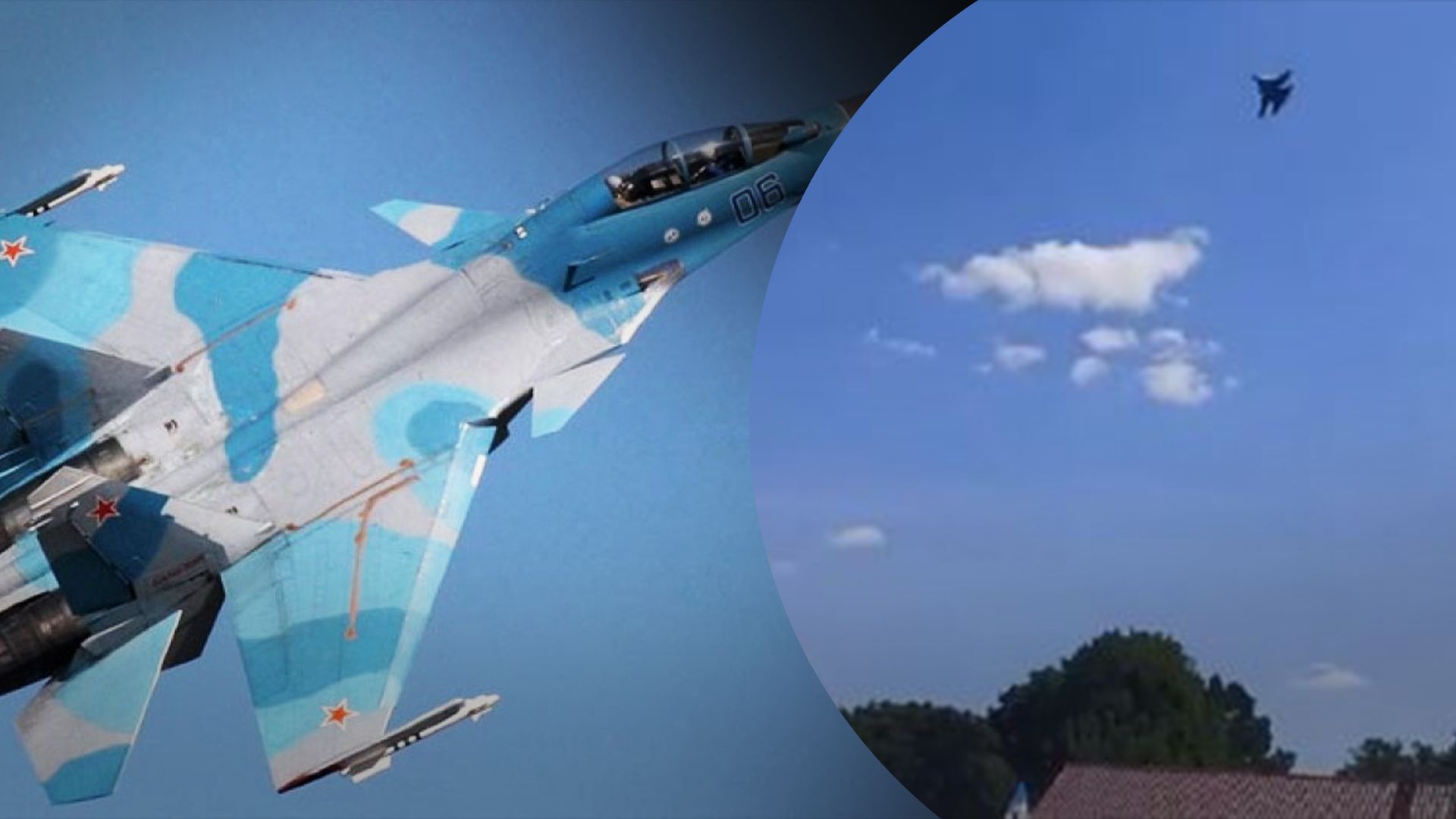 Очевидці зафільмували момент падіння Су-30 у Калінінградській області