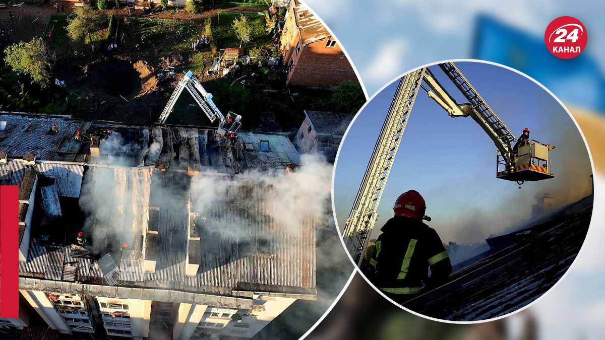 Спасатели борются с последствиями российского удара по Львовщине Спасатели борются с последствиями российского удара по Львовщине