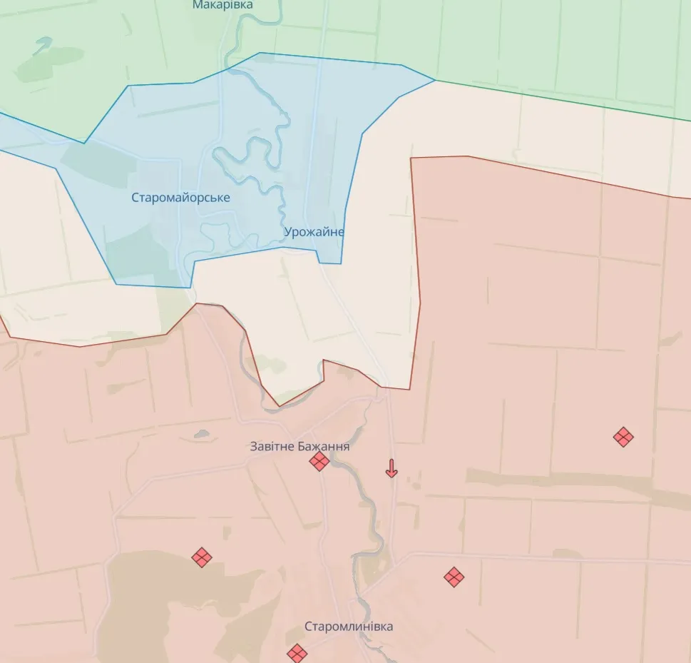 Лінія фронту біля Урожайного Лінія фронту біля Урожайного