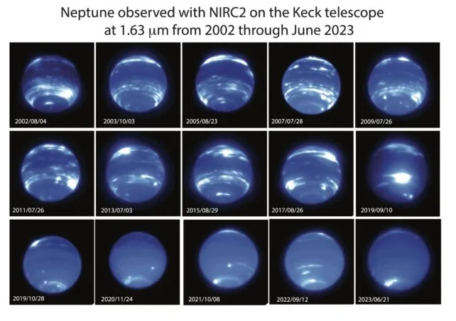 Спостереження обсерваторії Кека за Нептуном у ближньому інфрачервоному діапазоні з 2002 року