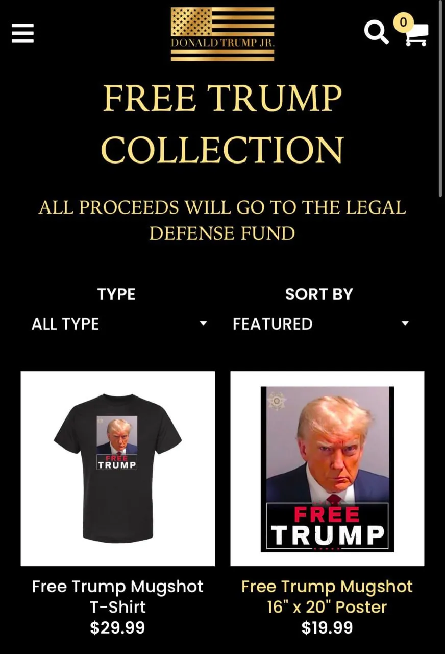 Син Трампа почав продавати футболки з тюремним фото батька