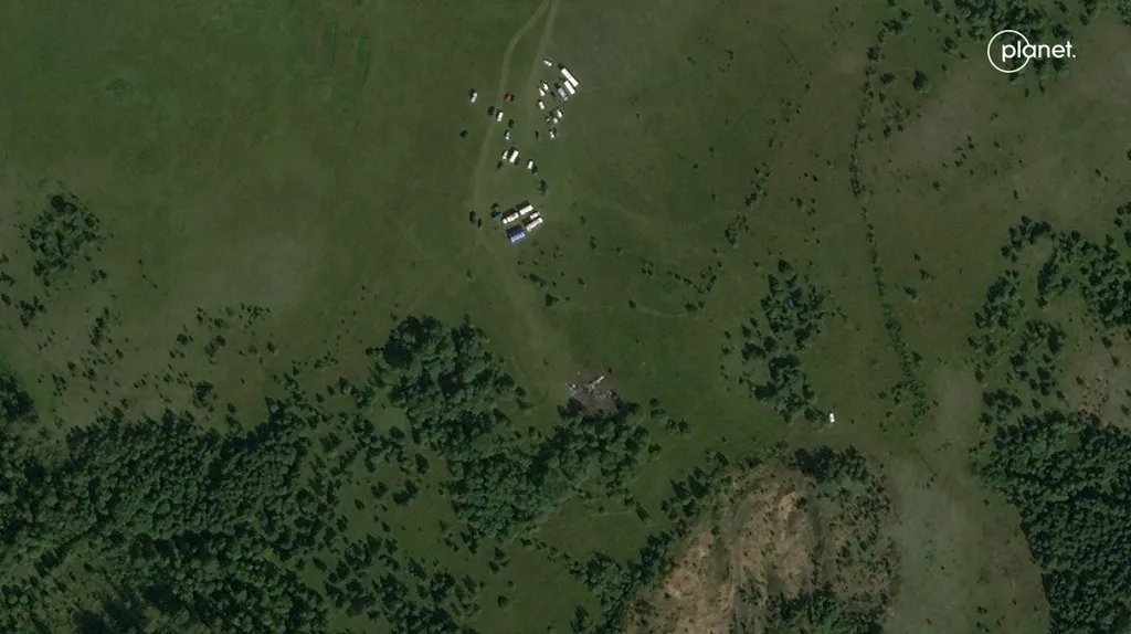 Супутниковий знімок місця, де впав літак Пригожина