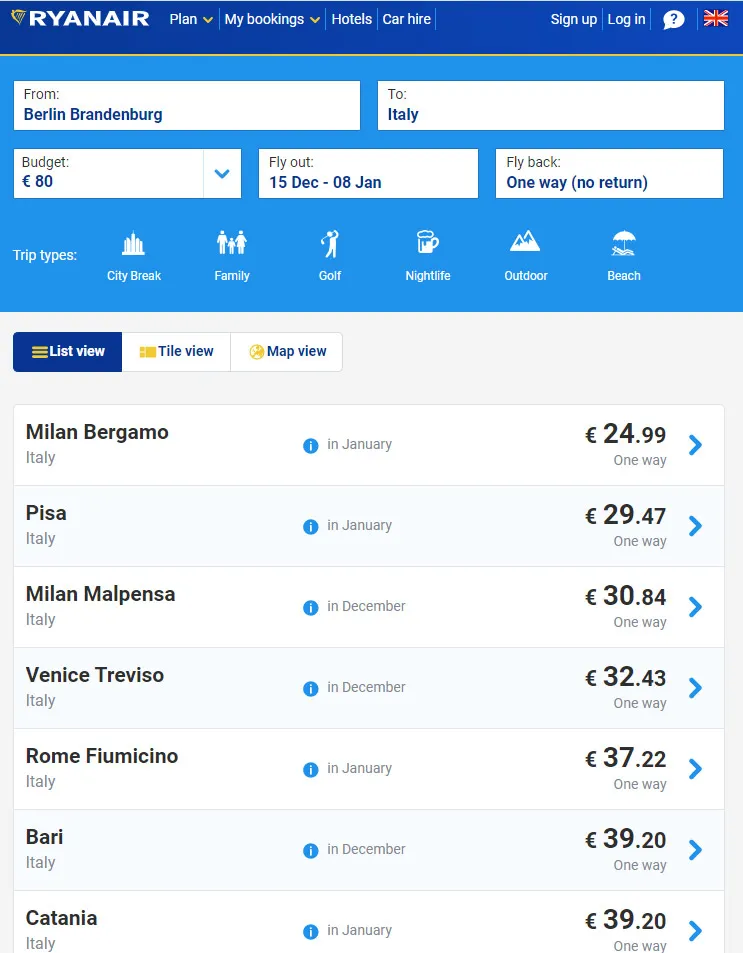 Дешеві авіаквитки Ryanair на різдвяні канікули Дешеві авіаквитки Ryanair на різдвяні канікули