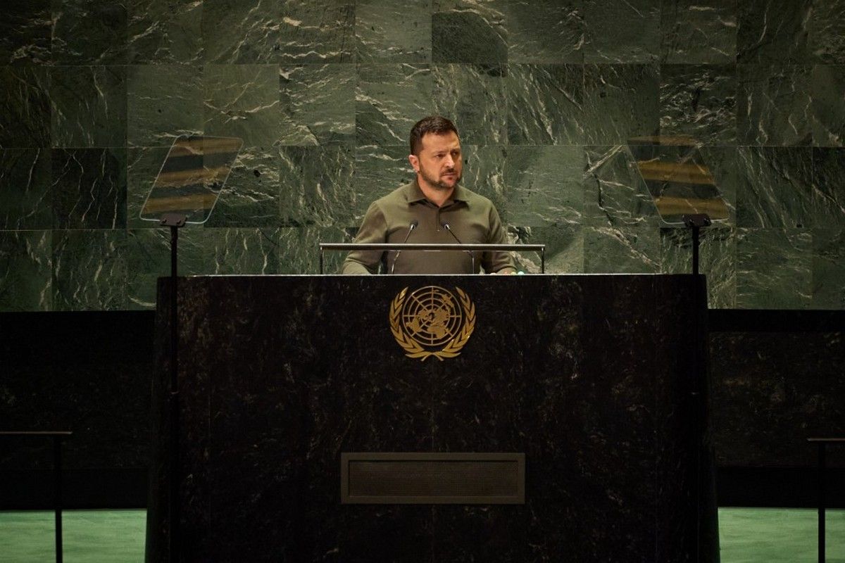 Володимир Зеленський під час виступу на засідання Генасамблеї ООН