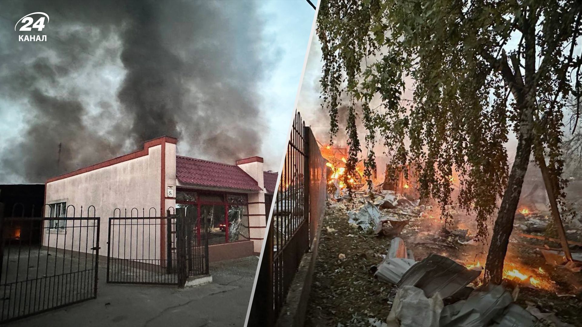 У Києві під час ракетної атаки виникла пожежа на СТО, зайнялося 2 автівки