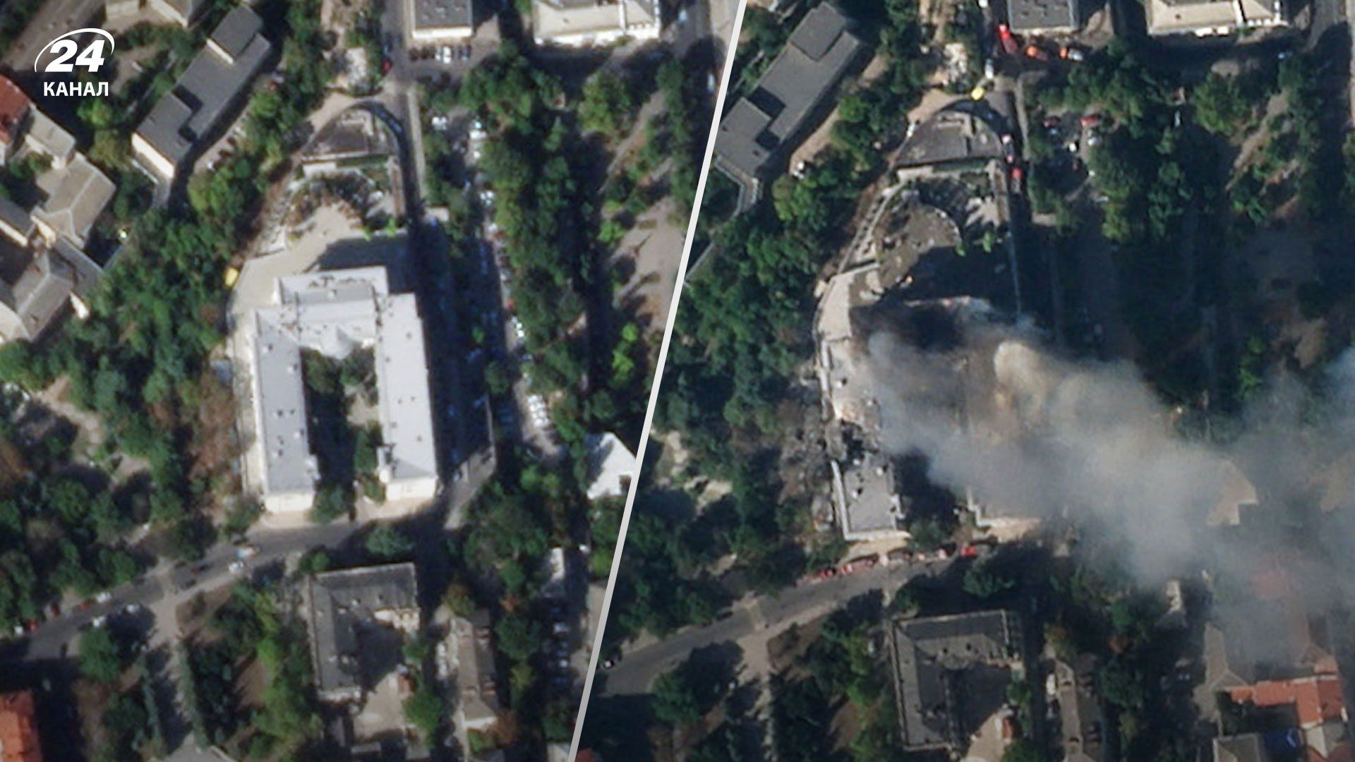 Прилет был точно в цель: появились спутниковые фото штаба Черноморского флота России в Севастополе - 24 Канал Прилет был точно в цель: появились спутниковые фото штаба Черноморского флота России в Севастополе - 24 Канал
