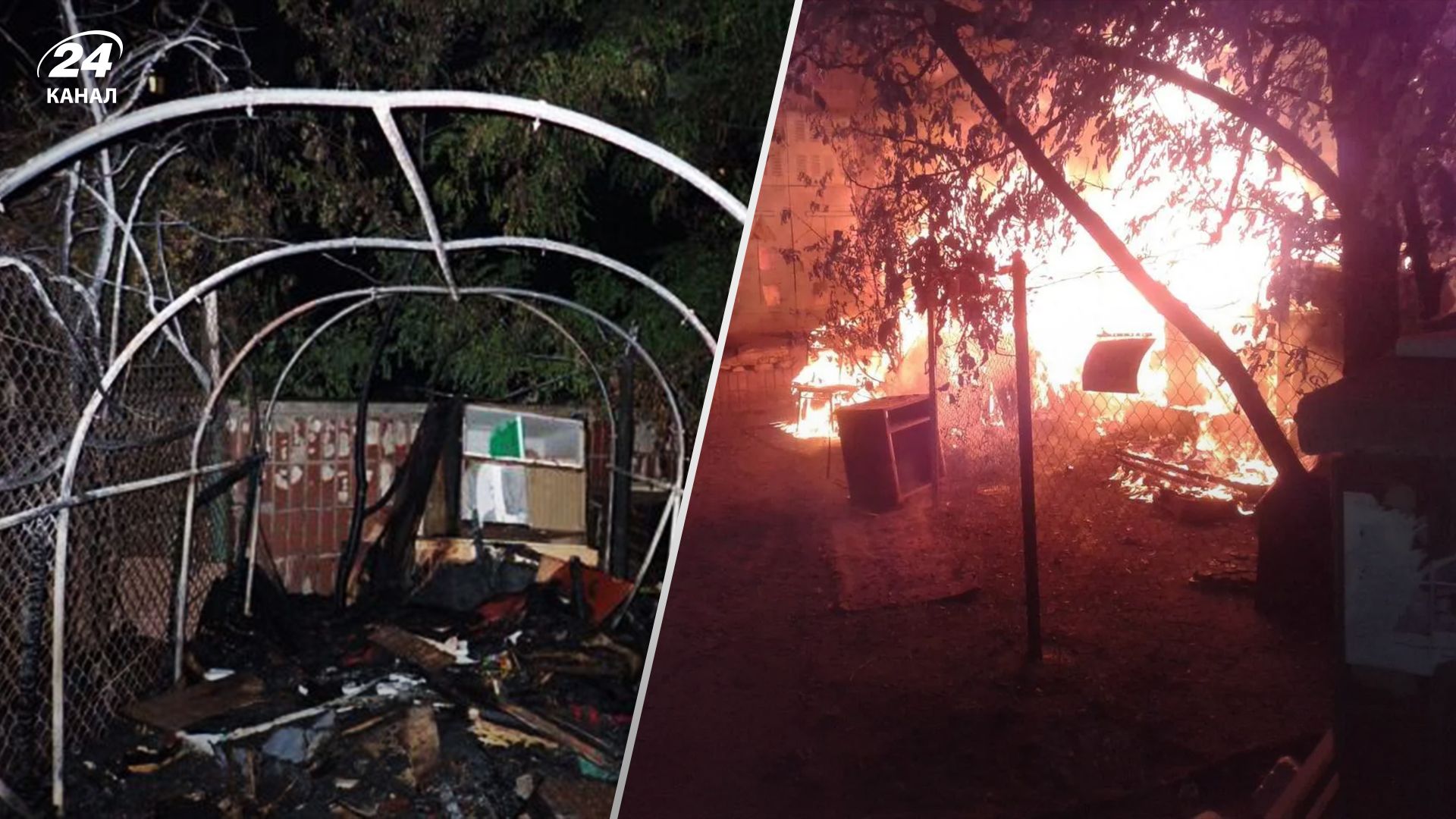 Перші кадри горіння притулку "Котохата" в Києві Перші кадри горіння притулку "Котохата" в Києві