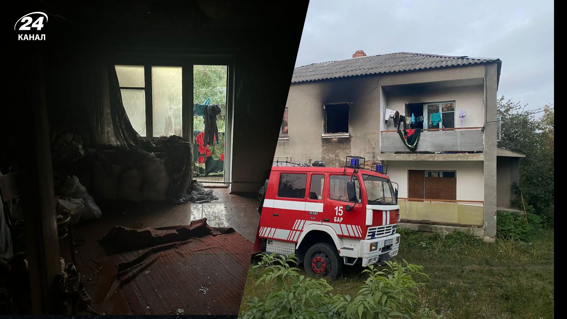 В Винницкой области загорелся двухэтажный дом