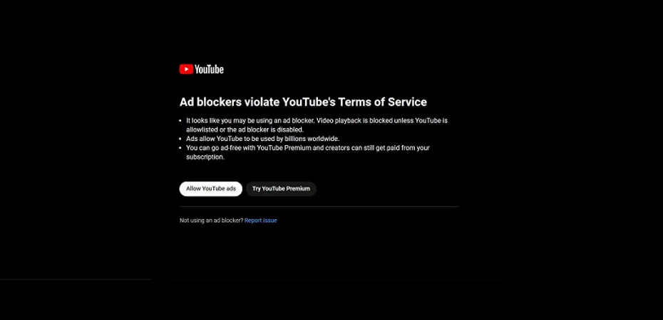 Таке сповіщення бачать користувачі з увімкненим блокувальником реклами Таке сповіщення бачать користувачі з увімкненим блокувальником реклами