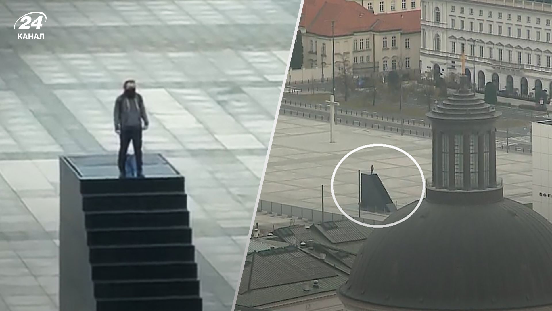 В Варшаве мужчина залез на памятник жертвам Смоленской трагедии и угрожает взрывом - 24 Канал