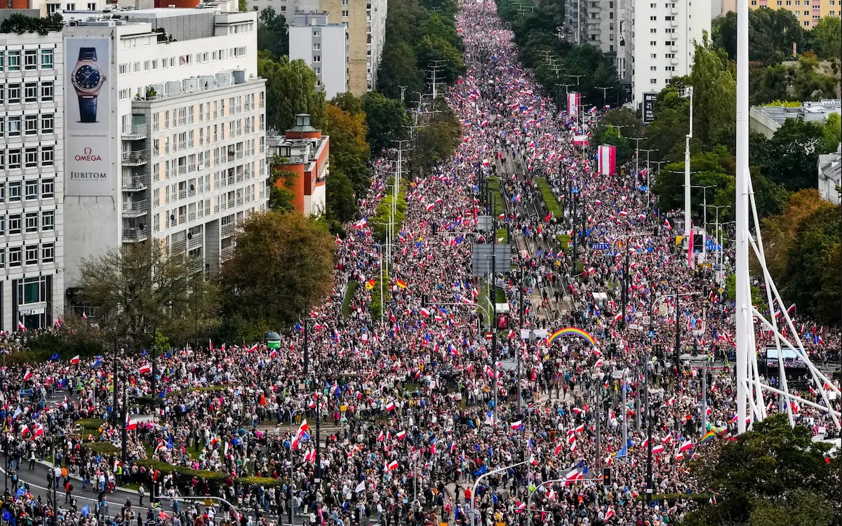 Митинг оппозиции в Польше 1 октября 2023