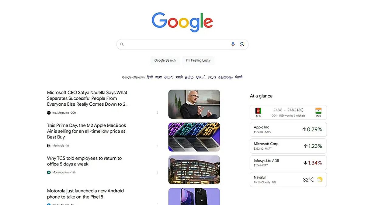 Google додасть новини, погоду та фінансову інформацію на головну сторінку Пошуку