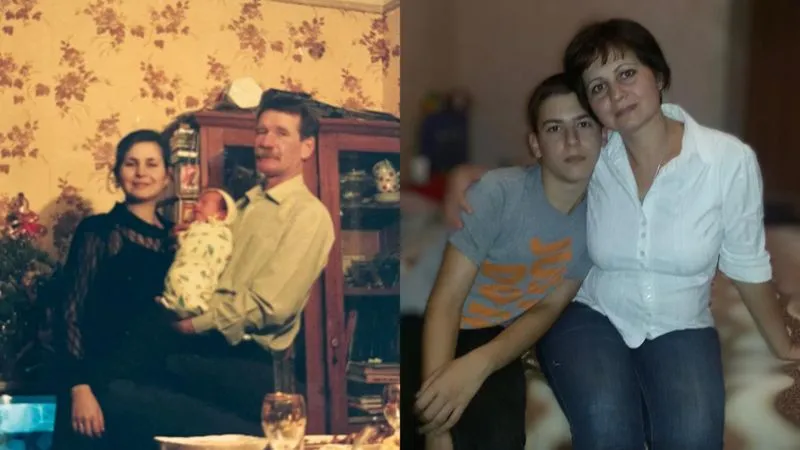 Олексій з мамою та дідусем