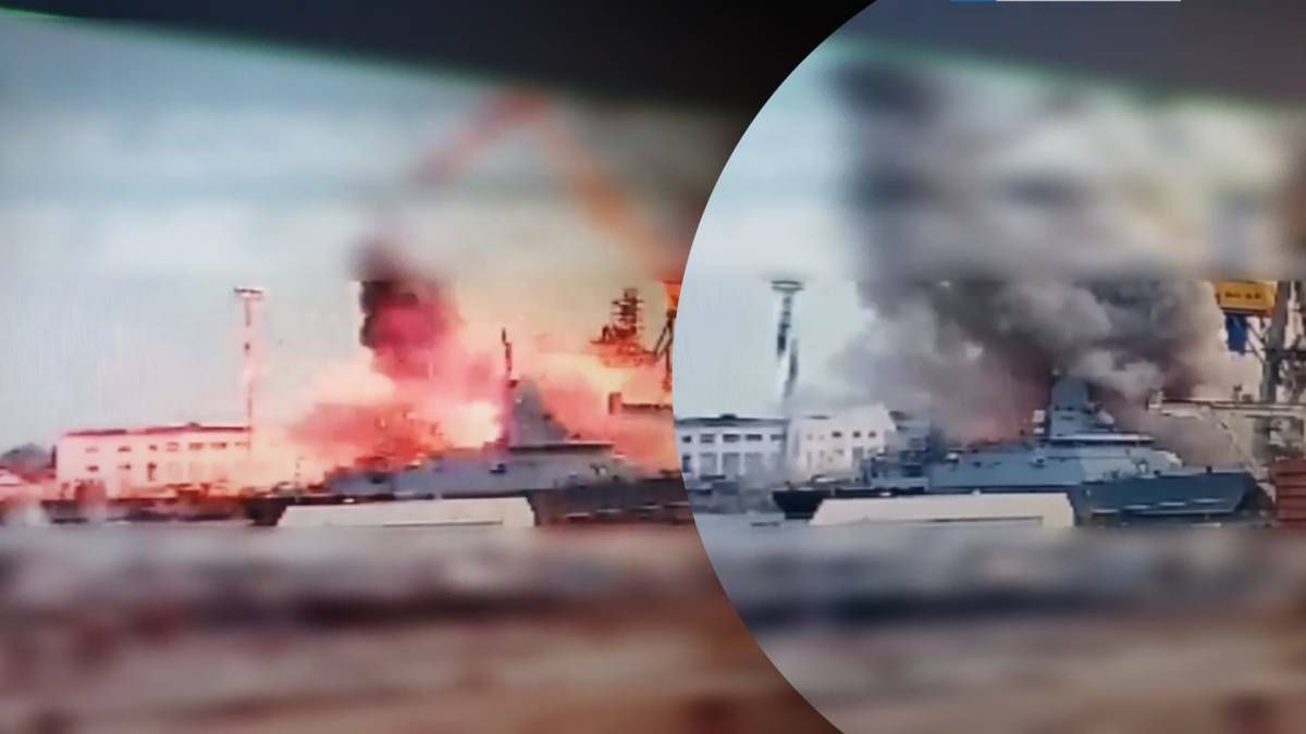 У мережі з'явилися кадри ракетного удару по суднобудівельному заводу у Керчі