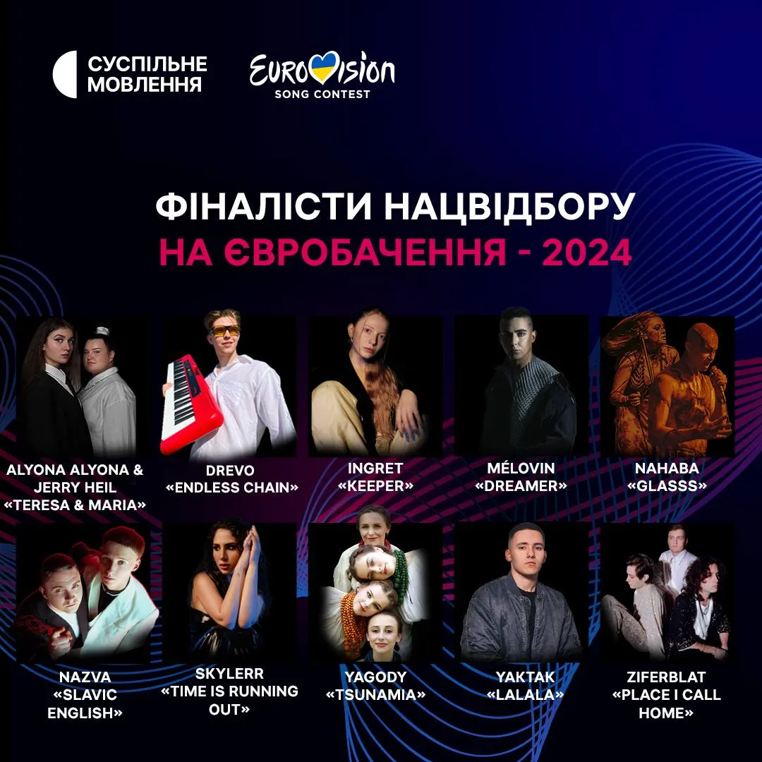 Национальный отбор на Евровидение 2024 список 10 финалистов