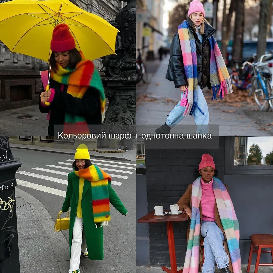 Вдалі образи, де шарф з принтом, а шапка однотонна / Фото Олена Шевченко Вдалі образи, де шарф з принтом, а шапка однотонна / Фото Олена Шевченко