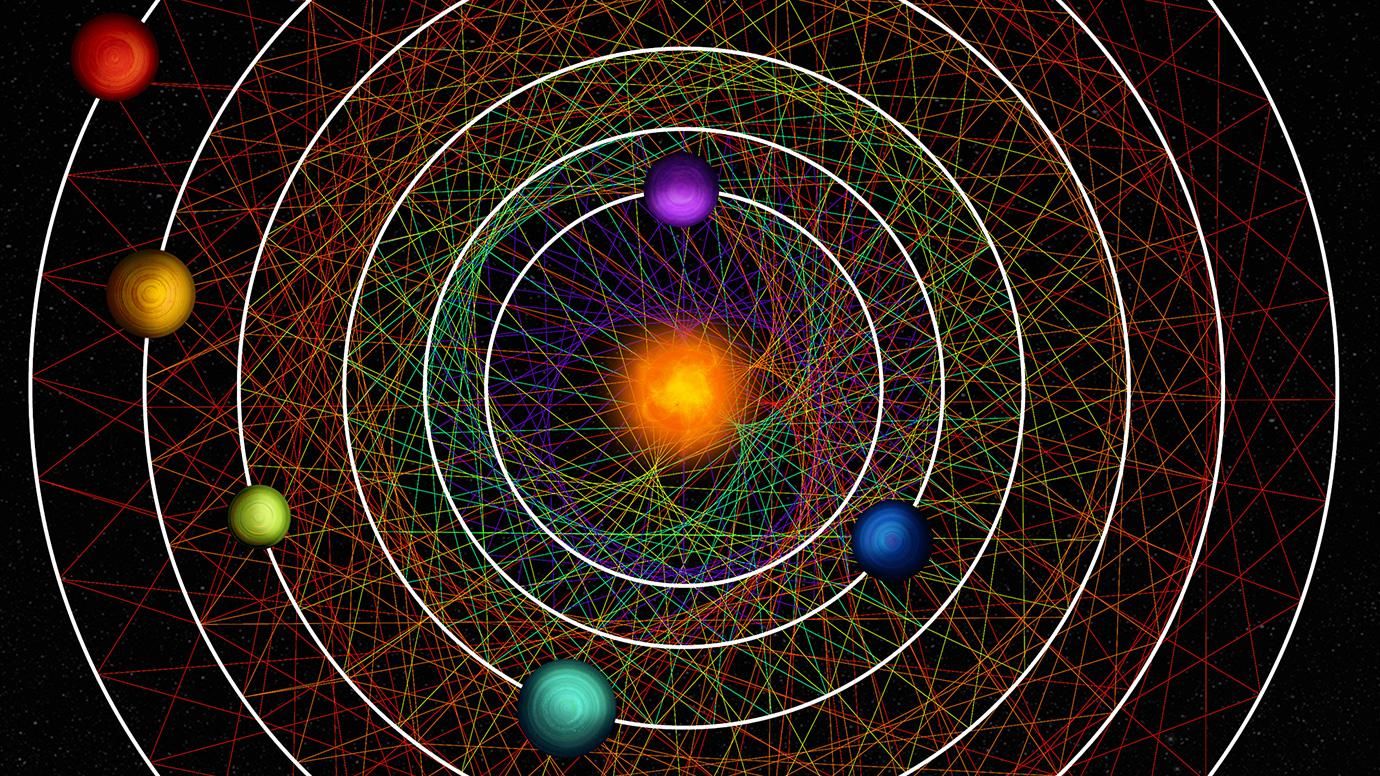 Художественная иллюстрация шести новооткрытых планет