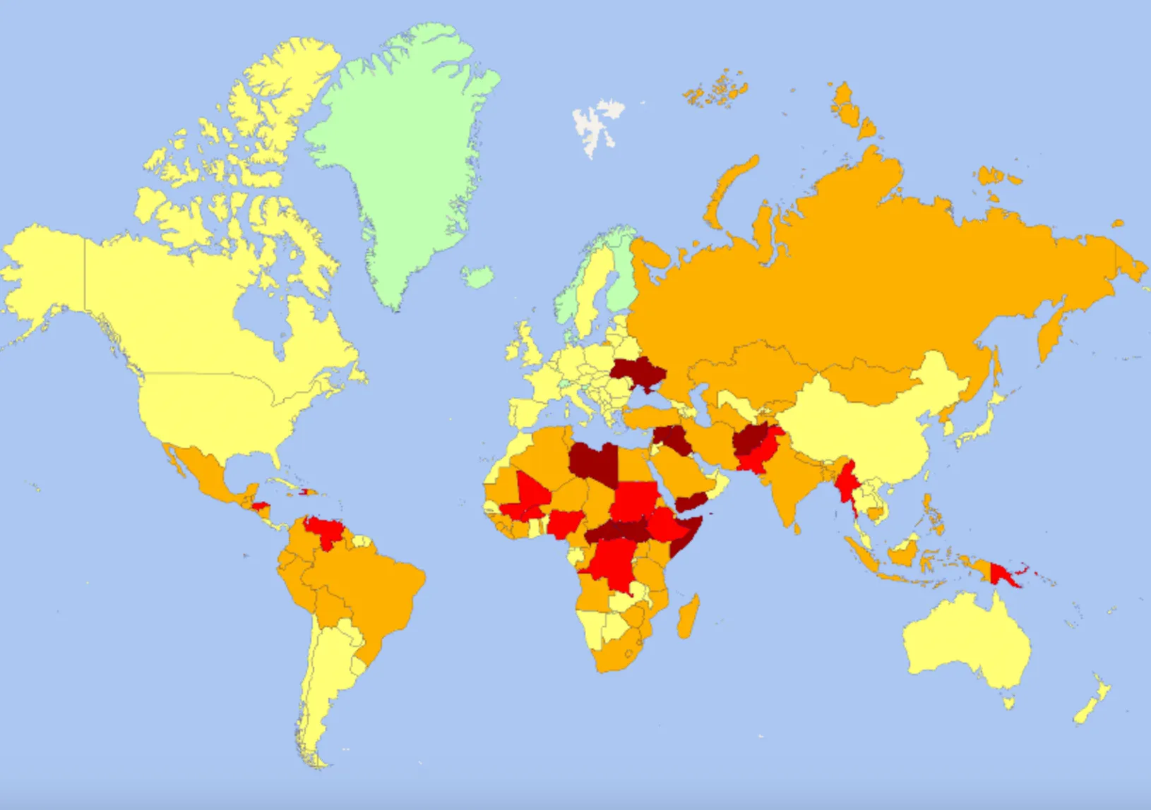 Найнебезпечніші та найбезпечніші країни для подорожей