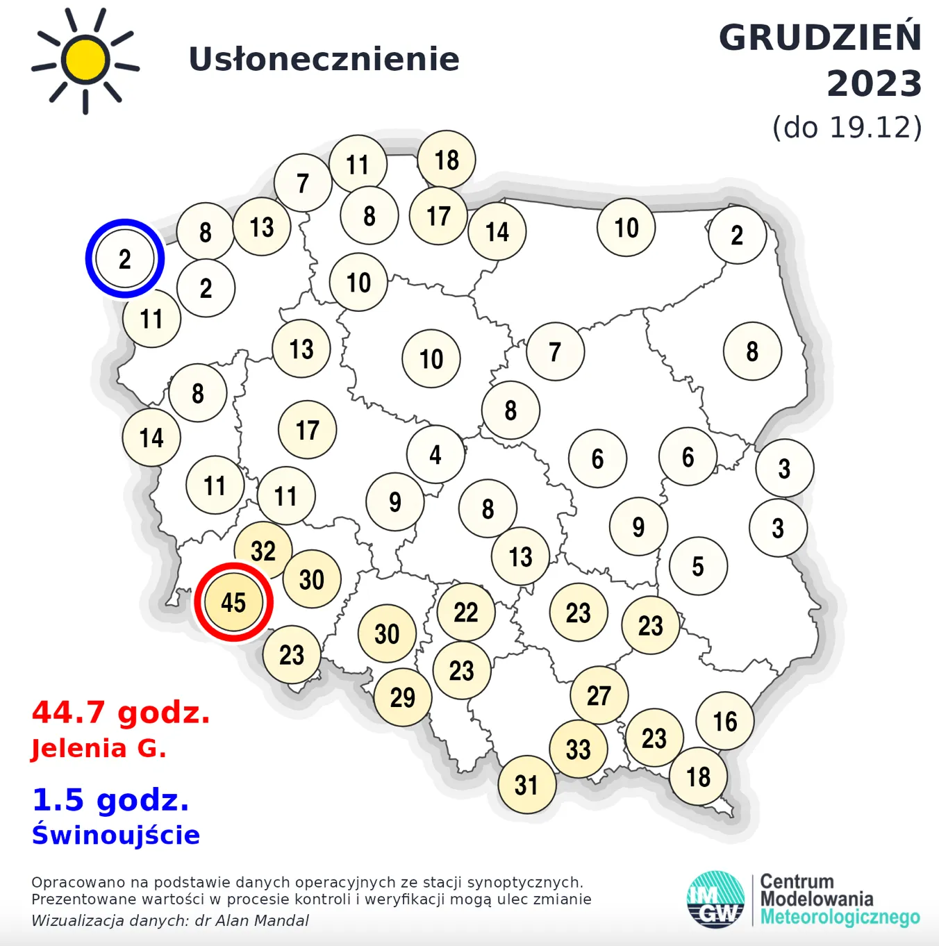 Яка погода була у грудні в містах Польщі 