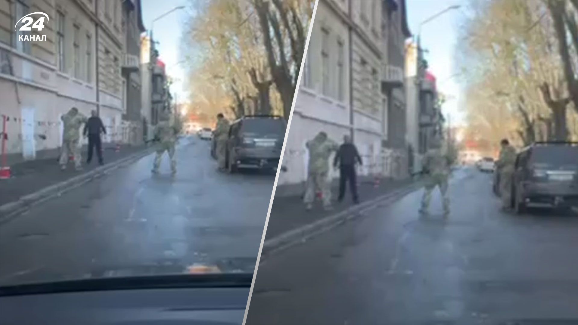 В Черновцах люди в военной форме ударили прикладом мужчину В Черновцах люди в военной форме ударили прикладом мужчину