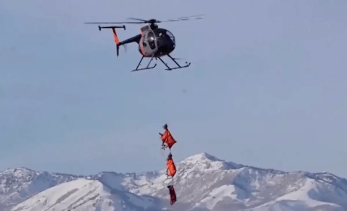 На відео потрапив процес переміщення оленів на вертольоті