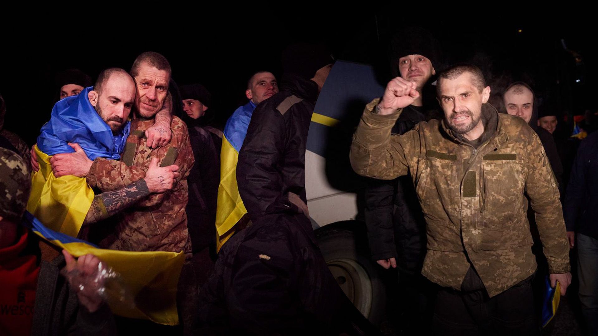 Освобожденные военные спели гимн Украины