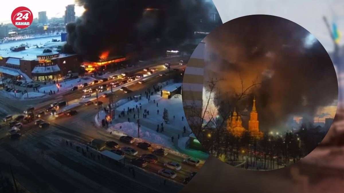 На рынке в Челябинске пожар тушили более двух часов