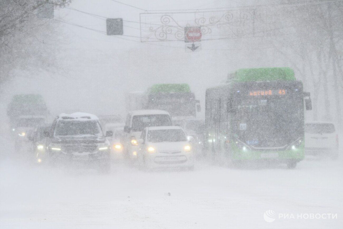 Сахалин 24 января 2024 года заметает снегом - фото и видео
