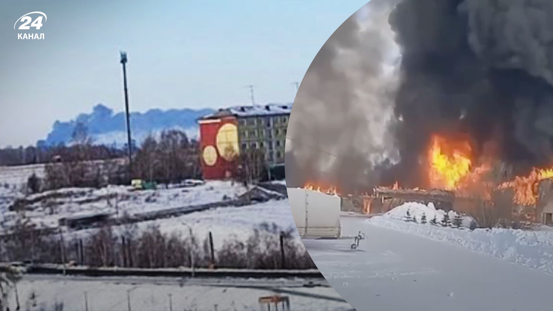 В Красноярском крае пылал производственный цех В Красноярском крае пылал производственный цех