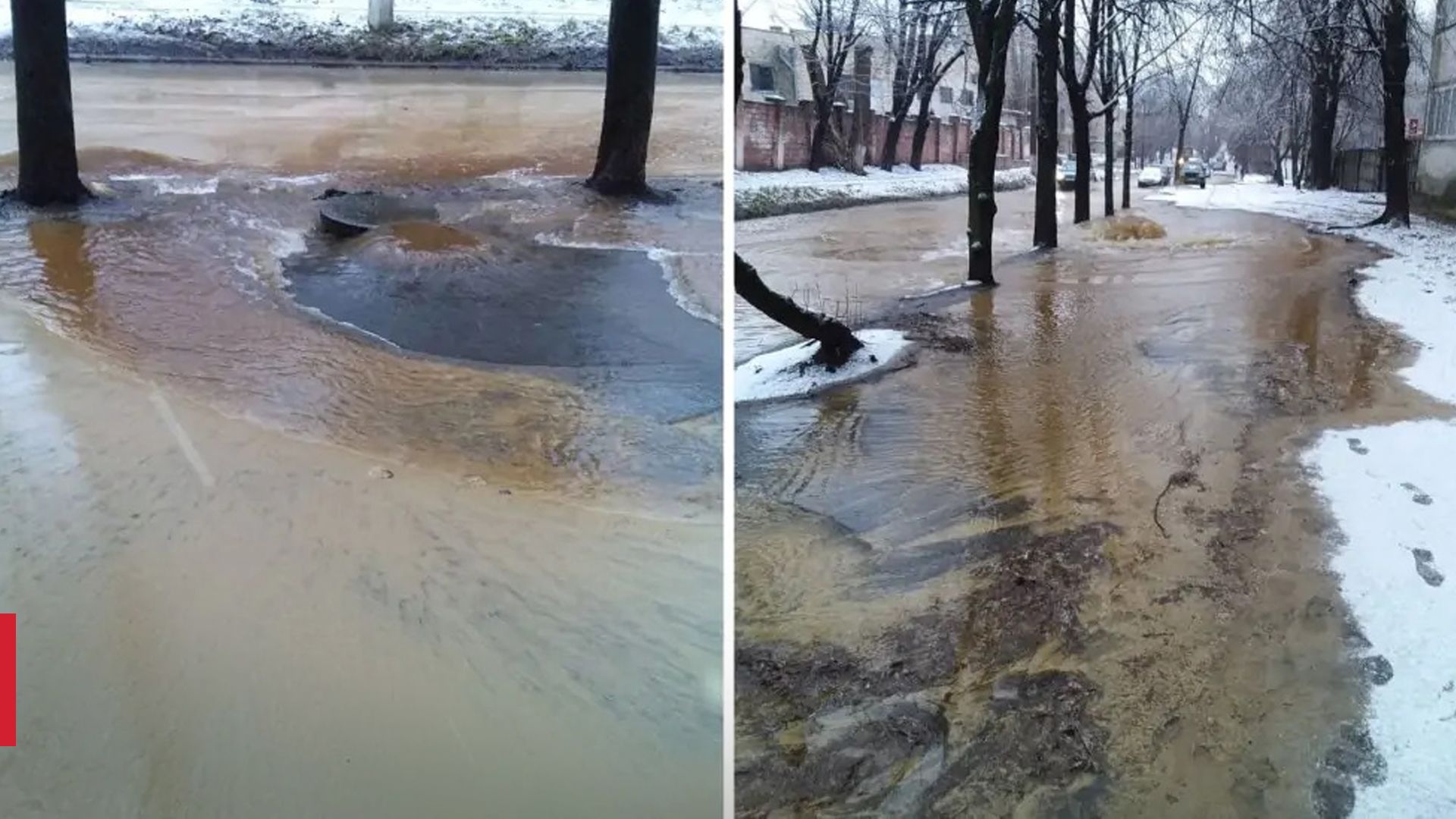 Знову прорвало: гейзер з річкою утворилися посеред вулиці в Києві