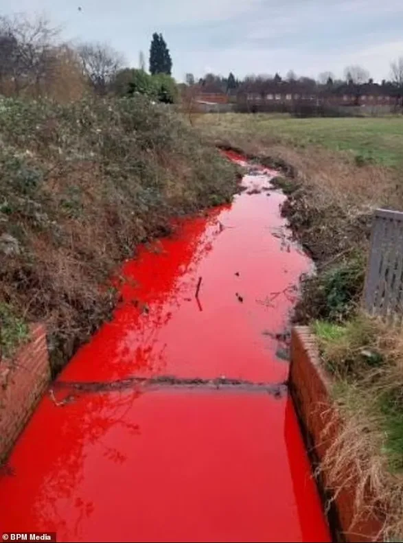 В Великобритании река стала кроваво-красной
