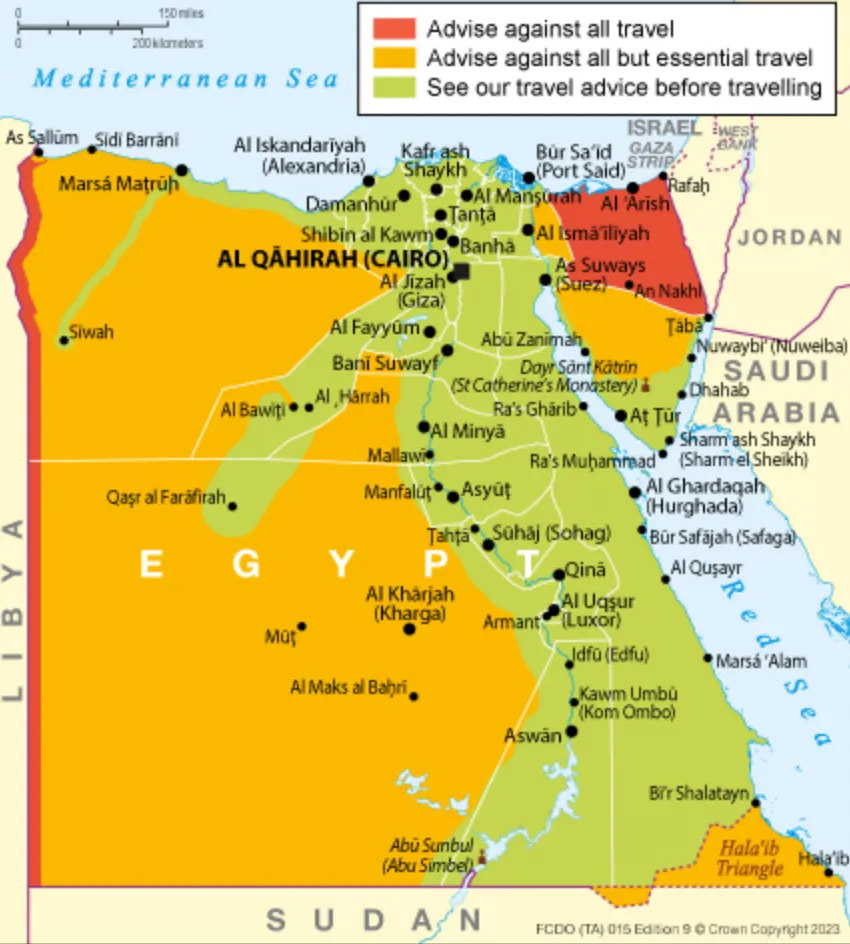 Рекомендації щодо безпеки подорожей до регіонів Єгипту