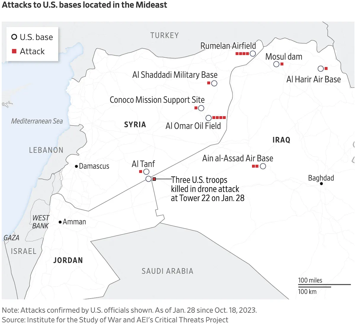 карта американські бази в Йорданії карта американські бази в Йорданії