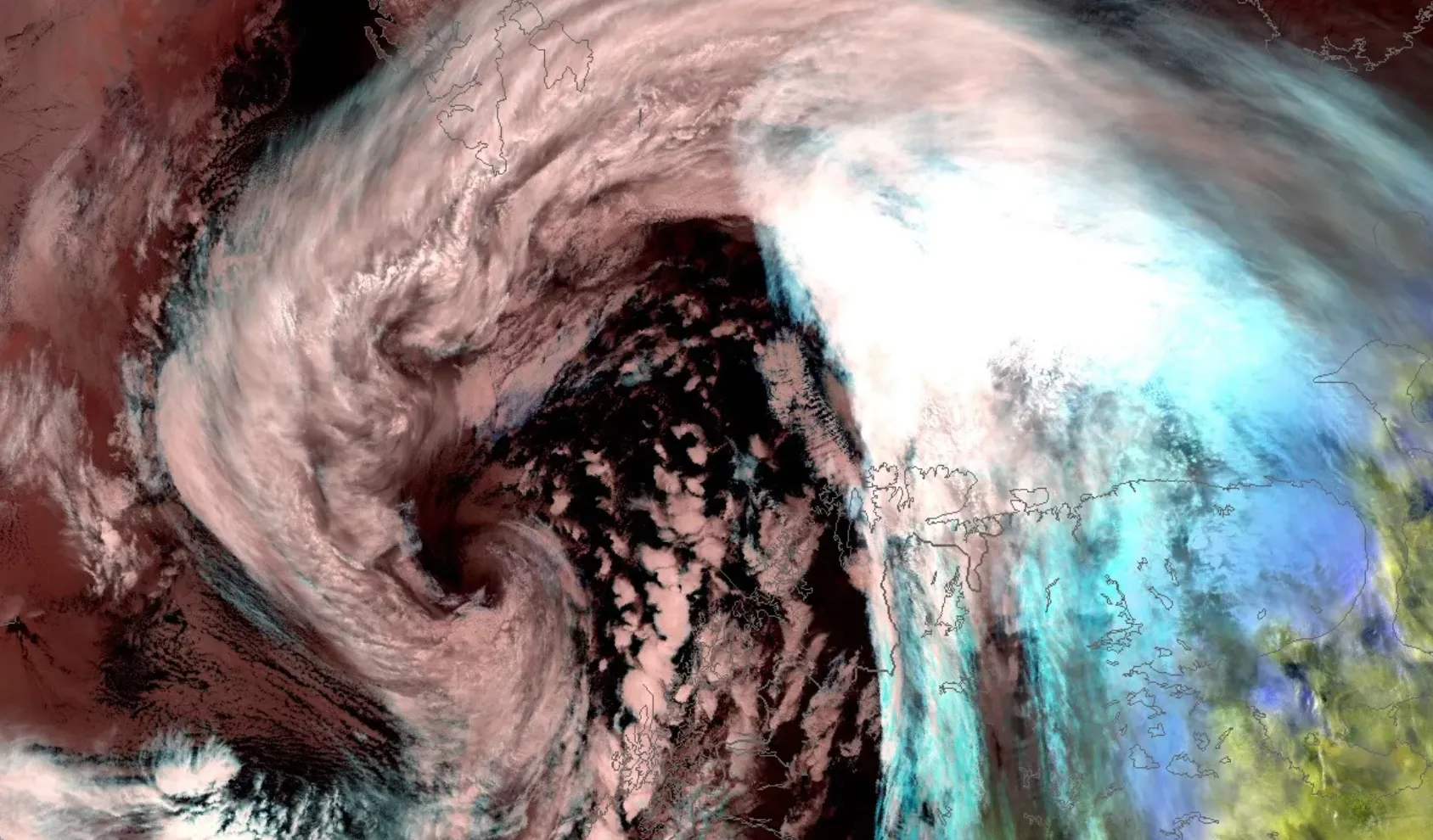 Шторм у Норвегії, вид з космосу Шторм у Норвегії, вид з космосу