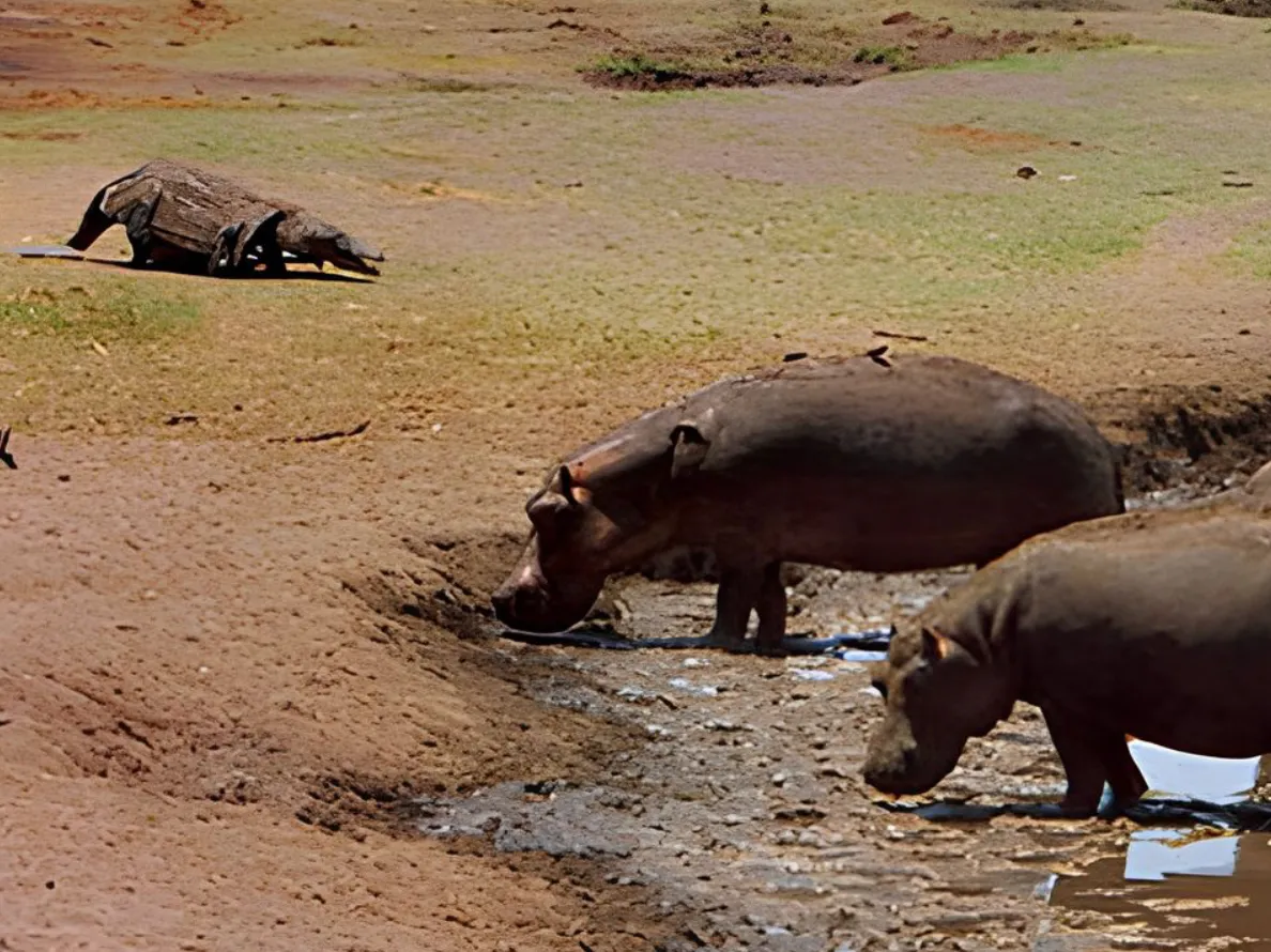 Першою небезпекою на шляху зоолога стала череда бегемотів
