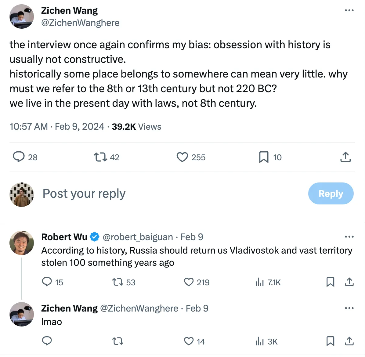 Роберт Ву сказал, что Россия должна вернуть Владивосток Китаю Роберт Ву сказал, что Россия должна вернуть Владивосток Китаю