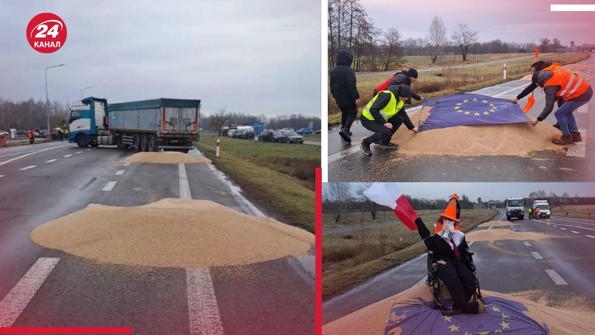 Поляки висипали зерно з українських фур