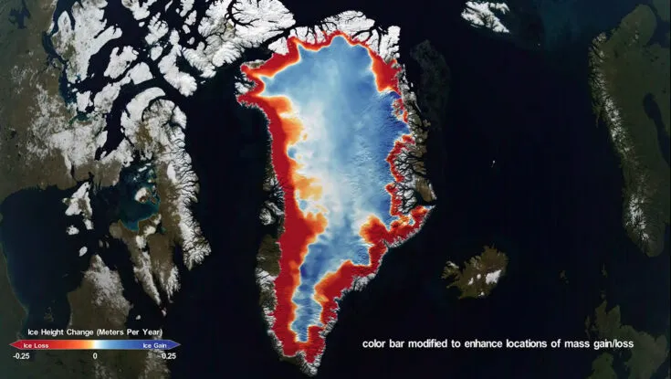 Большинство потерь льда Гренландии между 2003 и 2019 годами произошло вдоль ее побережья