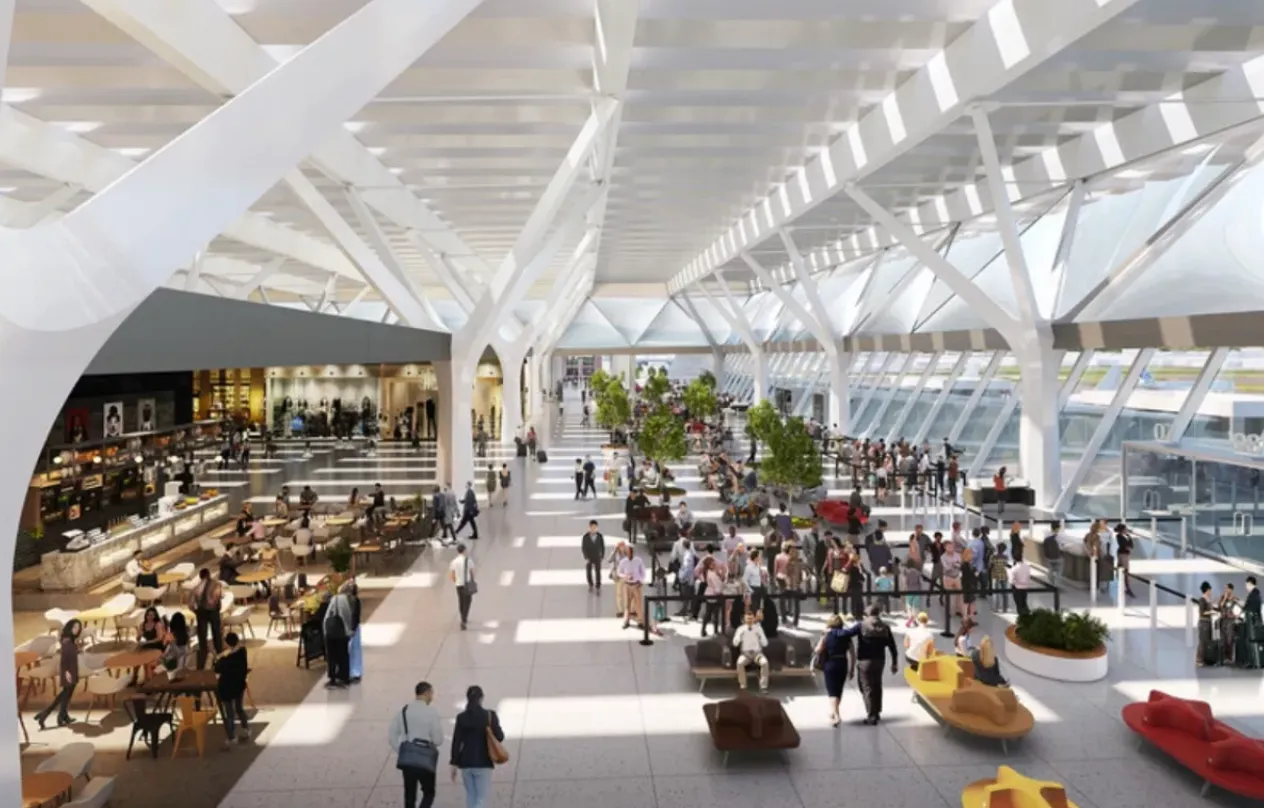 Запланований інтер'єр площі оновленого аеропорту Флоренці Запланований інтер'єр площі оновленого аеропорту Флоренці