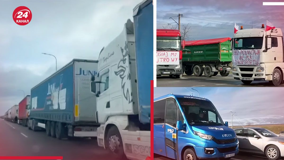 Блокада на кордоні Польщі - поляки не пропускають жодної вантажівки в Україну - 24 Канал Блокада на кордоні Польщі - поляки не пропускають жодної вантажівки в Україну - 24 Канал