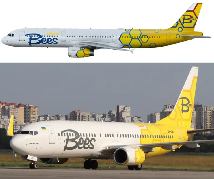 Сравниваем ливрею румынской Bees Airlines и украинской Bees Airline