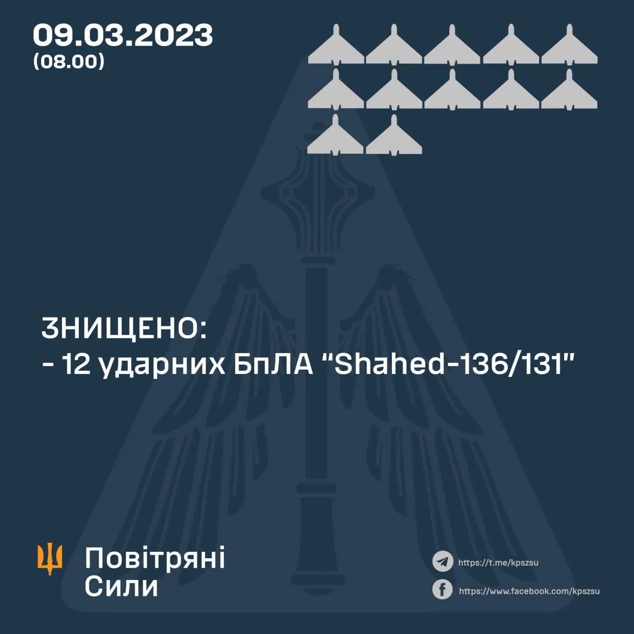 Повітряні сили збили більшість російських дронів