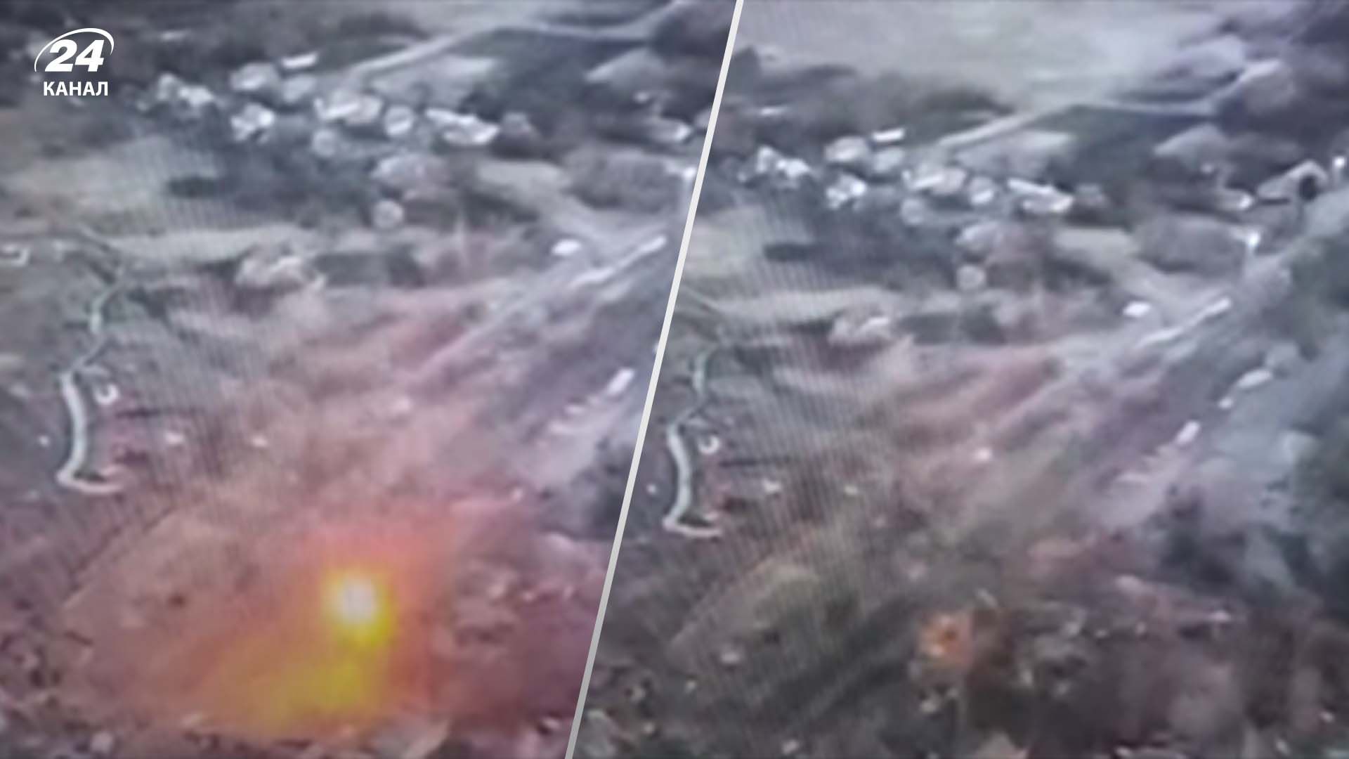 Кадри ураження опорного пункту ворога під час заходу в Тьоткіно Кадри ураження опорного пункту ворога під час заходу в Тьоткіно