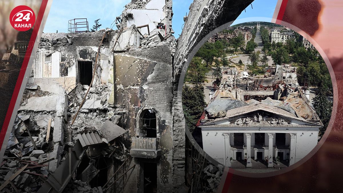 Что делают россияне на месте авиаудара по драмтеатру Что делают россияне на месте авиаудара по драмтеатру