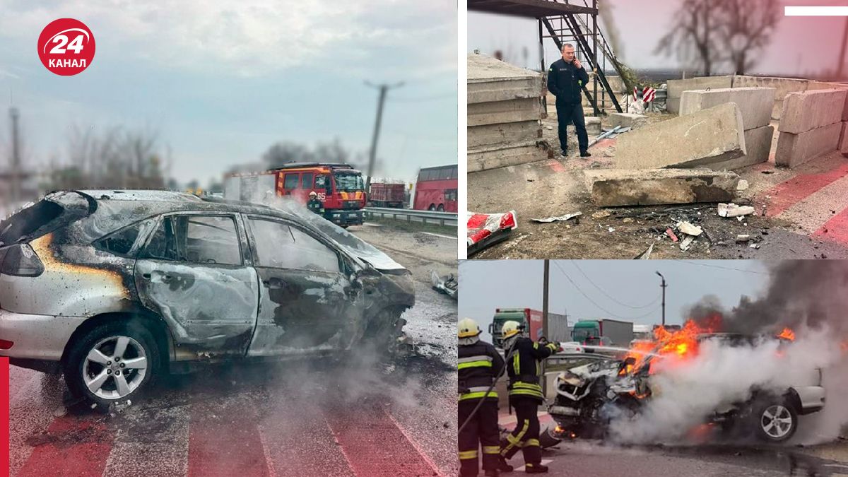 На Дніпропетровщині автомобіль влетів у блокпост - 24 Канал На Дніпропетровщині автомобіль влетів у блокпост - 24 Канал
