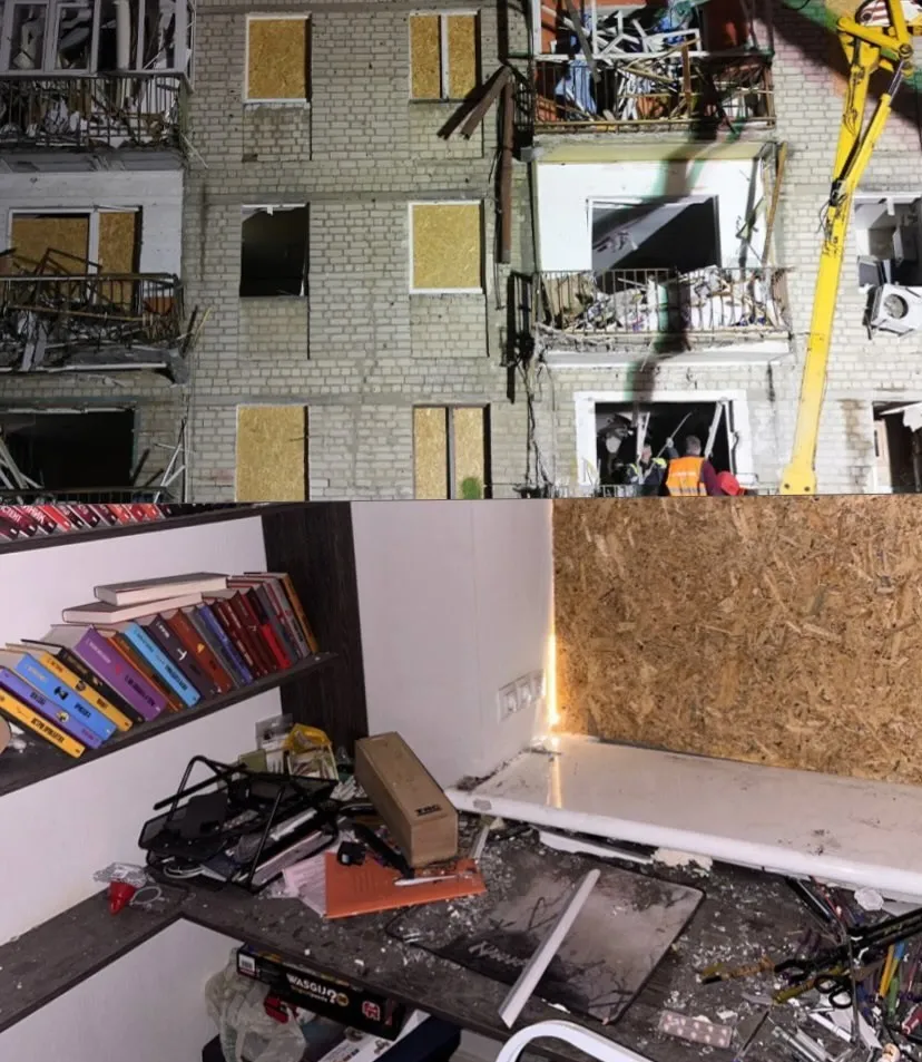 Последствия после российского удара по дому Дюняшева в Харькове