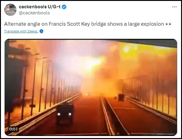 Пользователь утверждает, что это запись с моста в Батлиморе