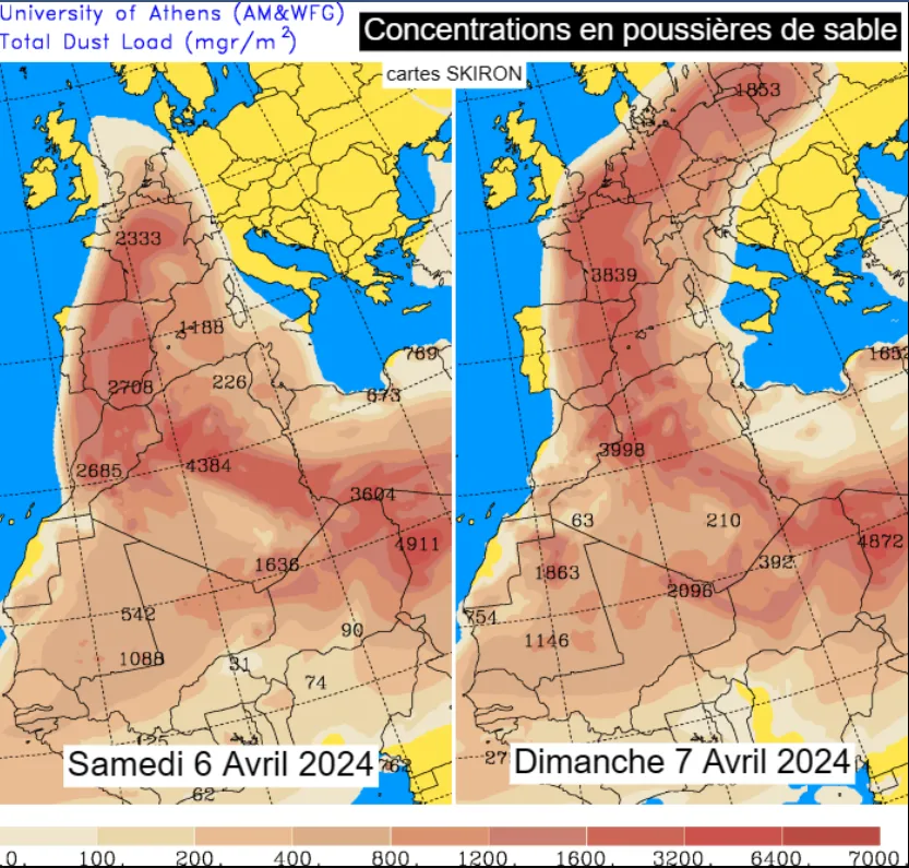 где будет пыль из Сахары 6-7 апреля 2024 года - карта где будет пыль из Сахары 6-7 апреля 2024 года - карта